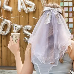 Card Factory Disco Bow Hen Party Veil
