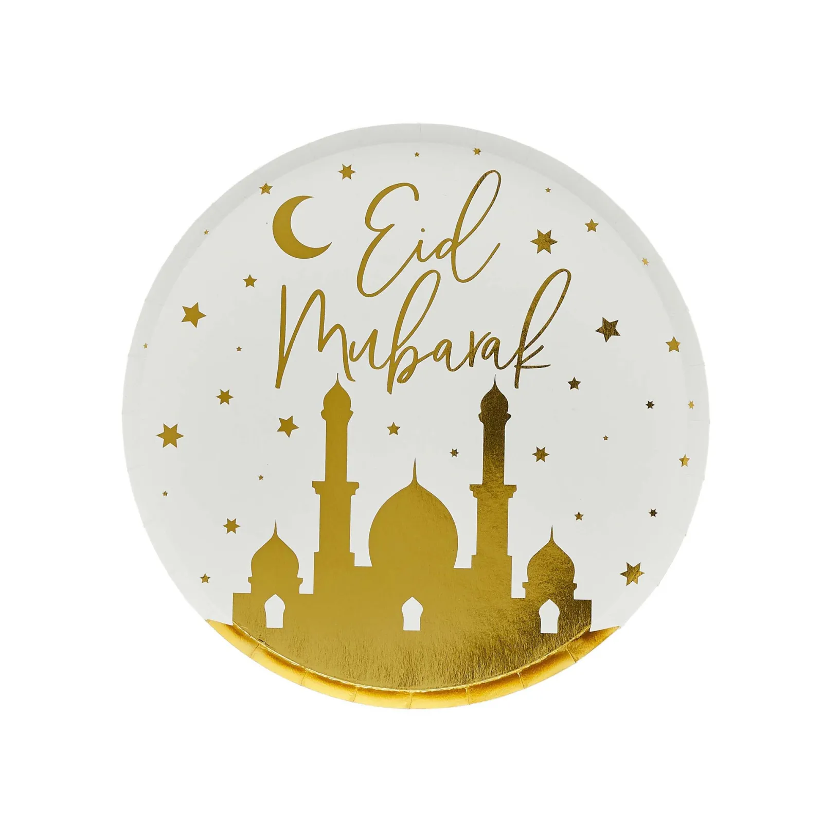 Card Factory Eid Mubarak Gold Paper Plates - Pack of 8