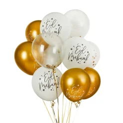 Kids Card Factory Eid Mubarak 12-Inch Latex Balloon Bundle - Pack of 12