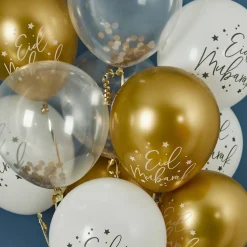 Kids Card Factory Eid Mubarak 12-Inch Latex Balloon Bundle - Pack of 12