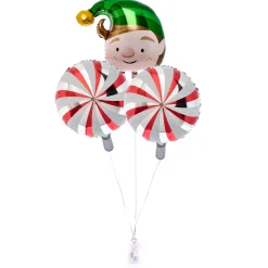 Kids Card Factory Elf & Candy Cane Balloon Bouquet - DELIVERED INFLATED!