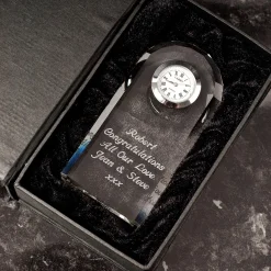 Engraved Crystal Clock Jewellery & Keepsakes|Anniversary Gifts