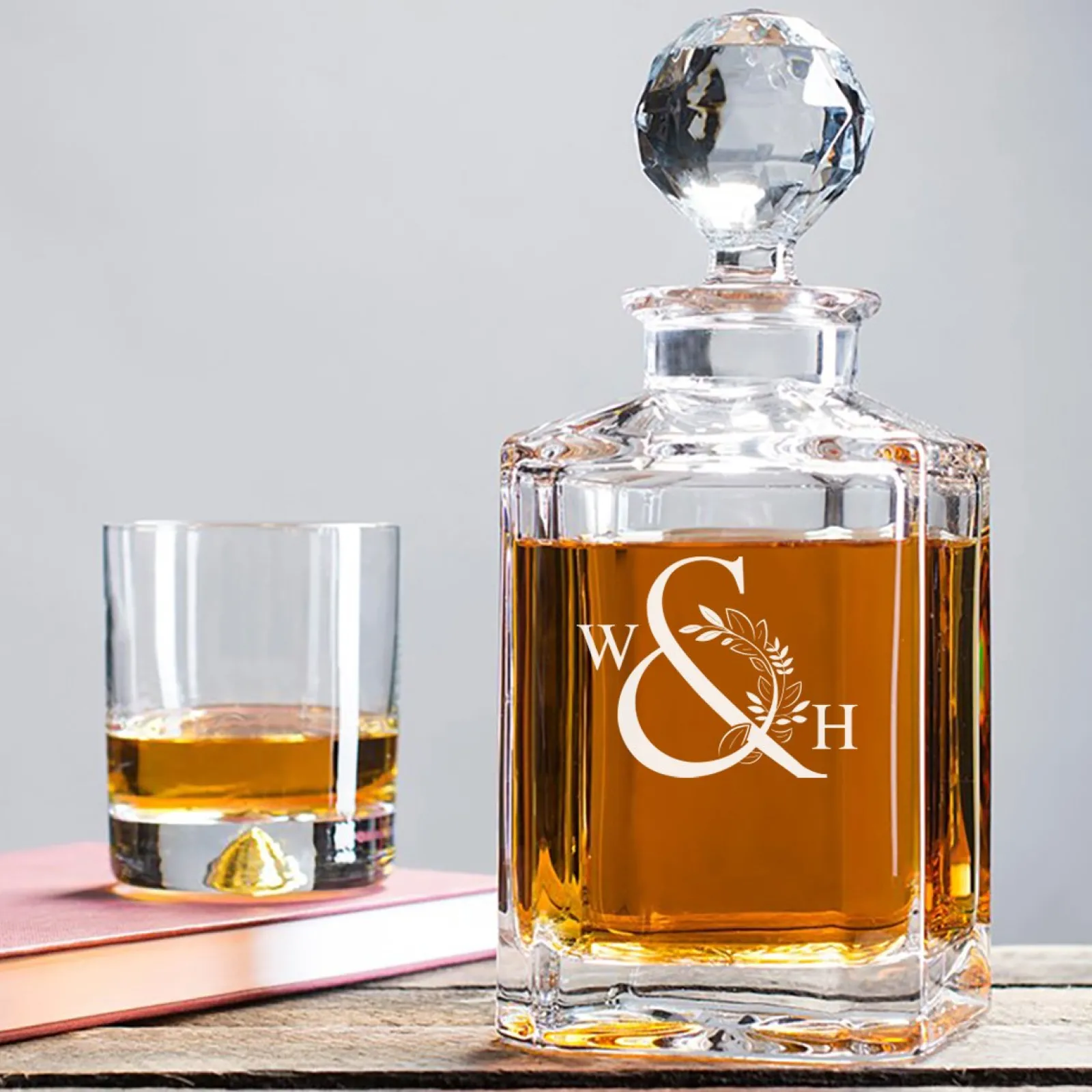 Discount Engraved Crystal Decanter - Ampersand Initials Personalised Engraved Gifts|Glassware
