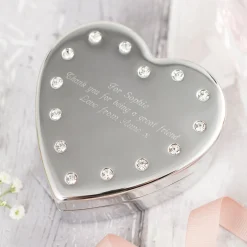 New Engraved Diamante Heart-Shaped Jewellery Box - Birthday Personalised Engraved Gifts|Jewellery & Keepsakes