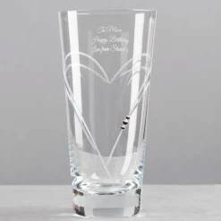 Card Factory Engraved Glass Vase Embellished with Crystals