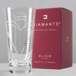 Card Factory Engraved Glass Vase Embellished with Crystals