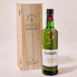 Card Factory Engraved Luxury Wooden Whisky Box With Glenfiddich Whisky - Anchor