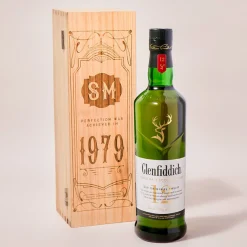 Card Factory Engraved Luxury Wooden Whisky Box Glenfiddich Whisky - Barbour