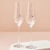 Card Factory Engraved Set Of Two Champagne Flutes embellished with Crystals - Names and Love Hearts