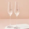 Discount Engraved Set Of Two Champagne Flutes embellished with Crystals - Message, Names and Love Hearts Personalised Glasses|Glassware