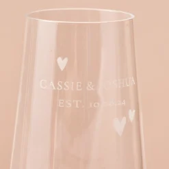 Discount Engraved Set Of Two Champagne Flutes embellished with Crystals - Message, Names and Love Hearts Personalised Glasses|Glassware