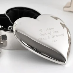 Card Factory Engraved Silver-Plated Heart Trinket Box