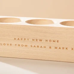 Card Factory Engraved Triple Beech Candle Holder - Message