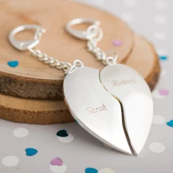 New Engraved Two Heart Key Rings Personalised Jewellery And Keepsakes|Personalised Engraved Gifts