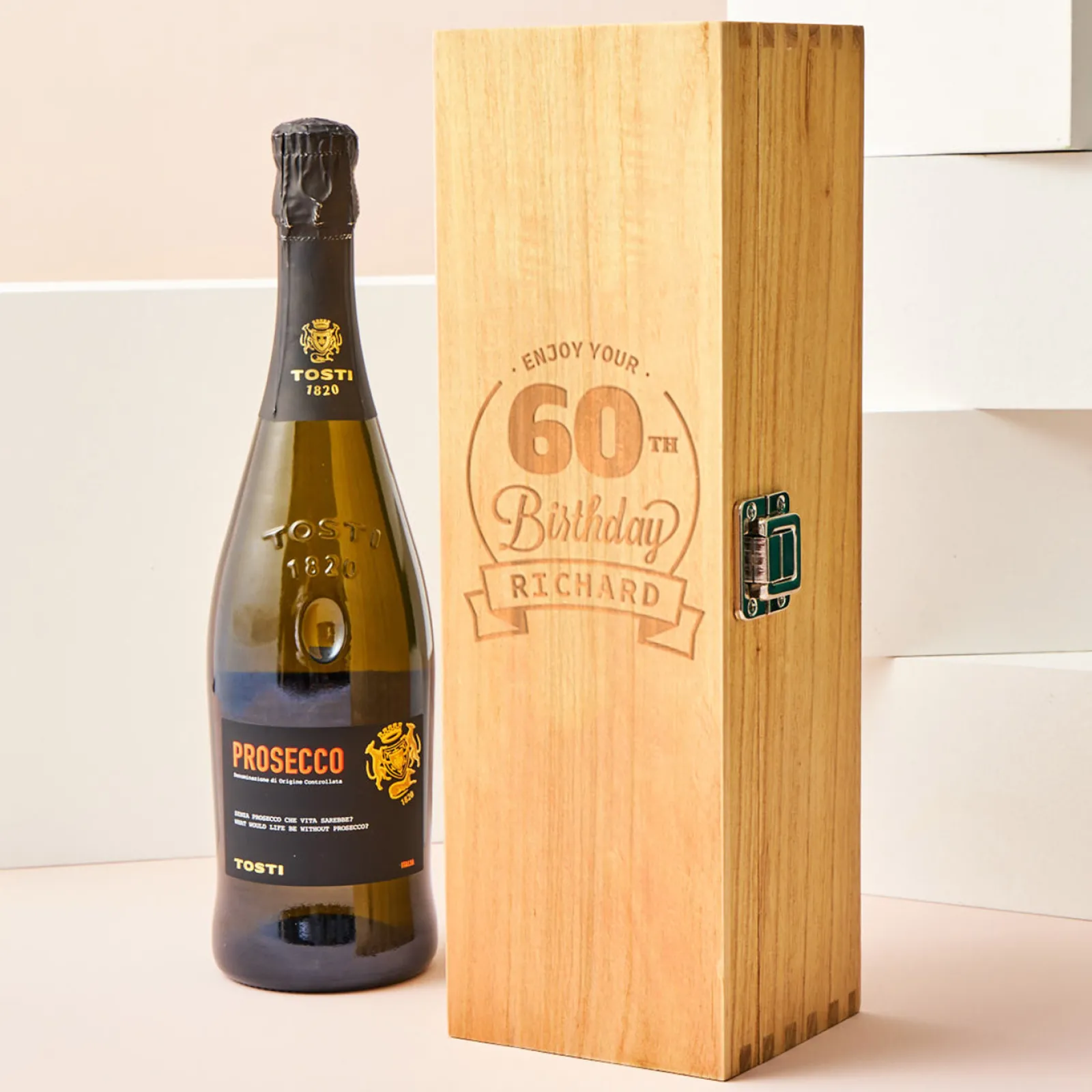 Engraved Wooden Box With Luxury Prosecco - Enjoy Your 60th Birthday 60Th Birthday|Personalised Engraved Gifts