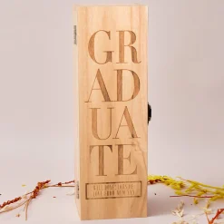 Card Factory Engraved Wooden Box With Luxury Prosecco - Graduate
