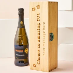 Card Factory Engraved Wooden Box With Luxury Prosecco - Cheers to amazing YOU
