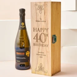 Card Factory Engraved Wooden Box With Luxury Prosecco - 40th Birthday