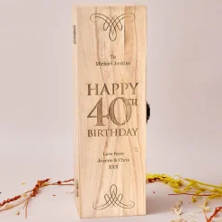 Card Factory Engraved Wooden Box With Luxury Prosecco - 40th Birthday