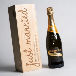 Sale Engraved Wooden Box With Luxury Prosecco - Just Married Personalised Engraved Gifts|Engraved Gifts