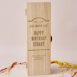 Card Factory Engraved Wooden Box With Luxury Prosecco - Happy Birthday, Vintage Year