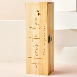 Engraved Wooden Box With Luxury Prosecco - Here's To Love Personalised Engraved Gifts|Engraved Gifts