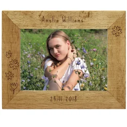 Online Engraved Wooden Photo Frame - Floral Personalised Engraved Gifts|Photo Frames
