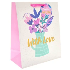 Hot Fabulous Mum Floral Vase Large Portrait Gift Bag Gift Wrap For Her|Gift Bags