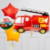 Kids Card Factory Fire Engine Birthday Supershape & Foil Balloon Package - Delivered Inflated!