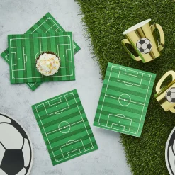 Card Factory Football Pitch Paper Napkins - Pack of 16