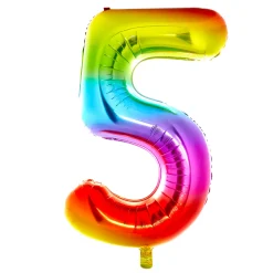 Kids Card Factory Giant Rainbow Number 5 Foil Helium Balloon - INFLATED