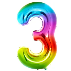 Kids Card Factory Giant Rainbow Number 3 Foil Helium Balloon