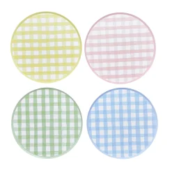 Clearance Gingham Paper Plates - Pack of 8 Tableware|Gender Reveal Party
