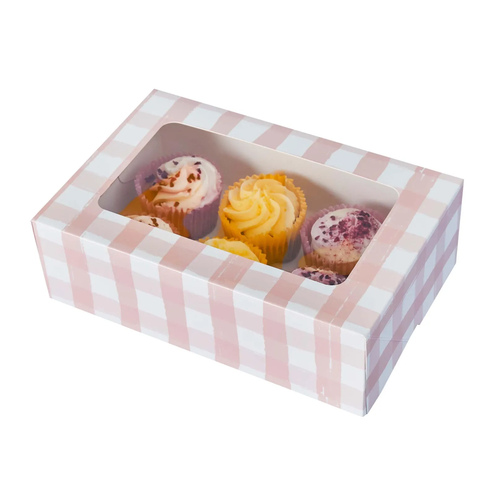 Card Factory Gingham 6-Piece Cupcake Box