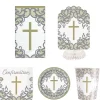 Card Factory Gold & Silver Confirmation Tableware & Decorations - 16 Guests