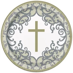 Card Factory Gold & Silver Confirmation Tableware & Decorations - 16 Guests