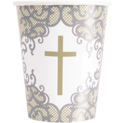 Card Factory Gold & Silver Confirmation Tableware & Decorations - 16 Guests