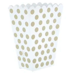 New Gold & White Dotty Treat Boxes - Pack Of 8 100Th Birthday|90Th Birthday