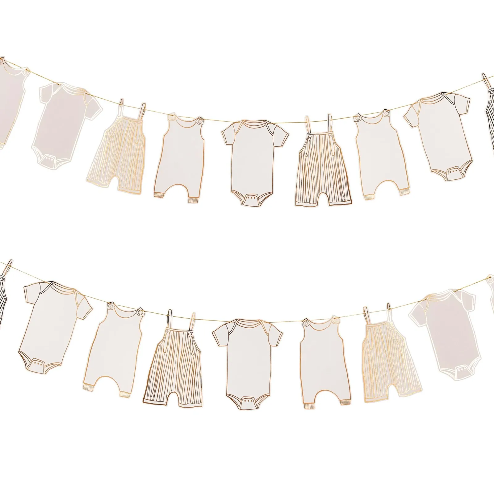 Clearance Gold Babygrow Card Garland 2.5m Banners & Bunting|Baby Shower Party
