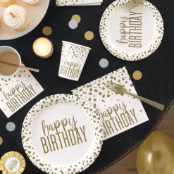 Card Factory Gold Confetti Birthday Party Tableware - 16 Guests