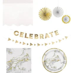 Gold Marble Party Tableware & Decorations - 20 Guests Tableware|Wedding Party