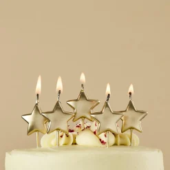 Sale Gold Metallic Star Cake Candles - Pack of 5 Cake Candles|Birthday Party