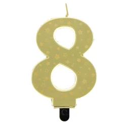 Gold Starry Number 8 Cake Candle 80Th Birthday|Cake Candles