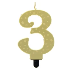 Card Factory Gold Starry Number 3 Cake Candle