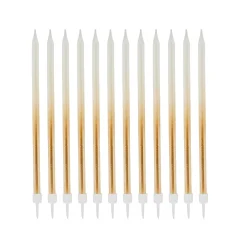 Outlet Gold Tall Ombre Skinny Cake Candles - Pack of 12 Cake Candles|Birthday Party