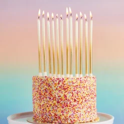 Outlet Gold Tall Ombre Skinny Cake Candles - Pack of 12 Cake Candles|Birthday Party
