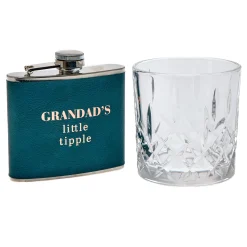 New Grandad's Little Tipple Hip Flask & Glass Set Glassware|Gift Sets