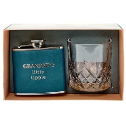 New Grandad's Little Tipple Hip Flask & Glass Set Glassware|Gift Sets