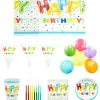Card Factory Happy Birthday Balloons Party Tableware & Decorations Bundle - 8 Guests