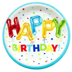 Card Factory Happy Birthday Balloons Party Tableware & Decorations Bundle - 8 Guests